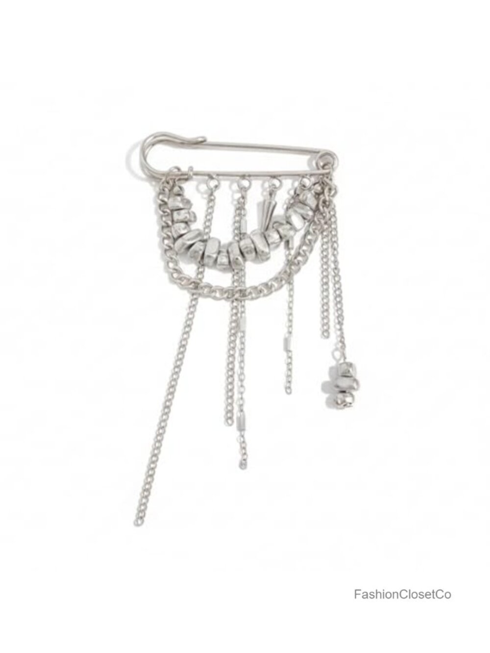 Metal Chain Tassel Brooch Multi Layer Y2K Punk Pin for Dress Jacket Hat